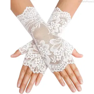 Women Short Lace Gloves Fingerless Bridal Wrist Glove Opera Evening Wedding Tea Party Prom Cosplay Gothic ClothesBHaulofFame1