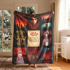 Stranger Things Theme Flannel Blanket, Large Size, Soft Lightweight Warm, Perfect for Bed Sofa Office Camping Travel, Christmas Gift