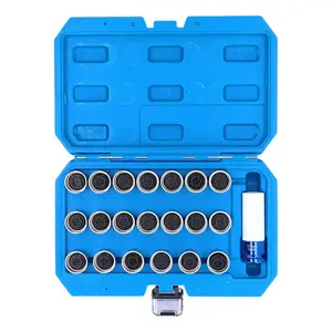 21PCS BMW Wheel Lock Nut Remover Kit, Anti-Theft Locking Key Set for BMW Vehicles, 20 Special Sockets (041-060) + 17mm CR-MO Socket, Automotive Screw Removal Tool with Storage Case