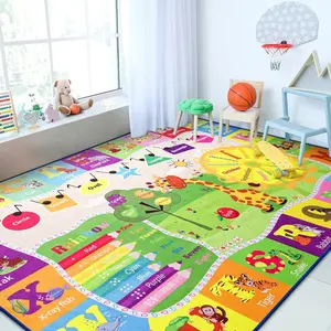 RUNIA Kids Play Rug ABC Educational Carpet, Play Carpet Mat with Non-slip Bottom for for Playroom, Bedroom, Nursery Room, Alphabet Educational Area Rug Learning Animal
