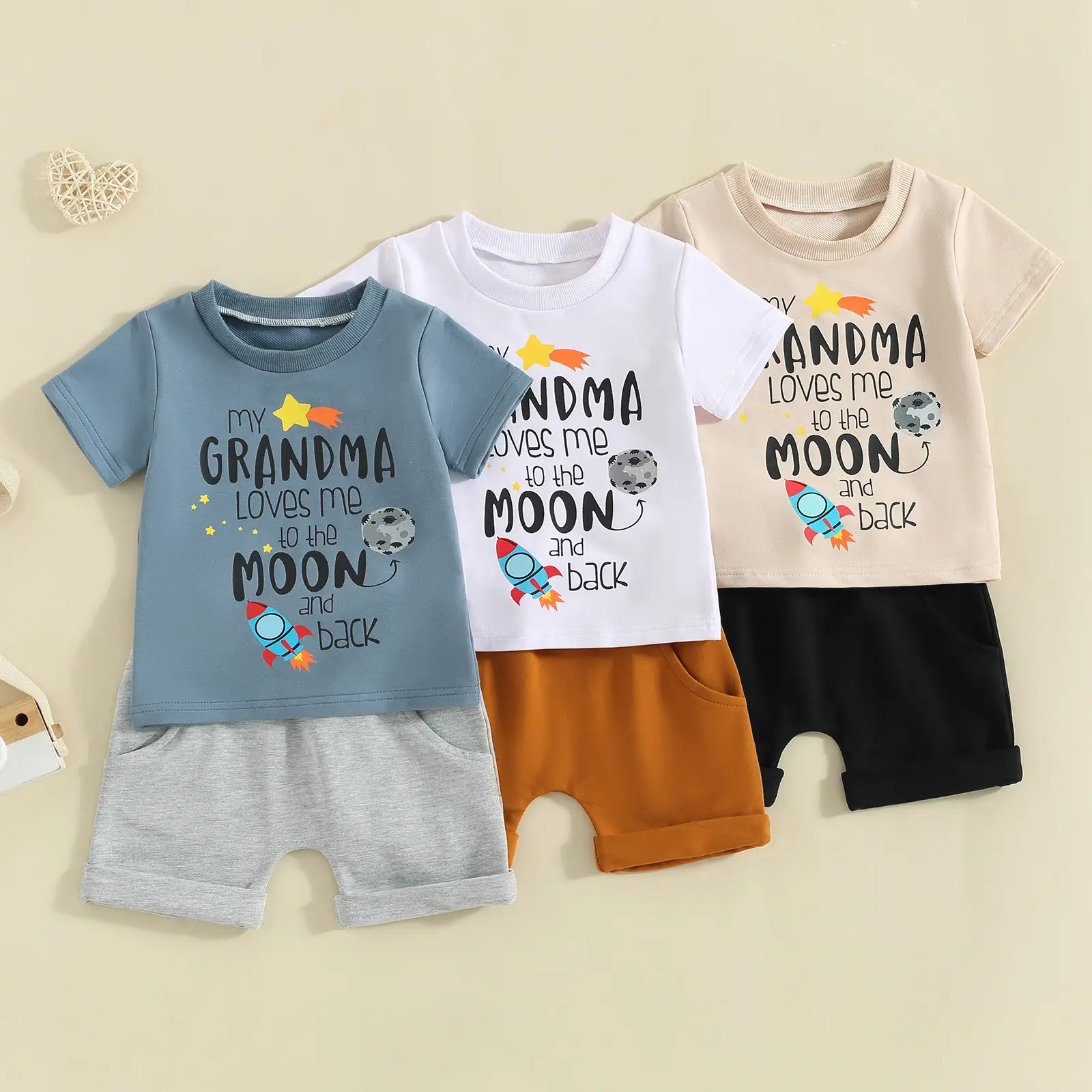 Toddler Baby Boy Summer Clothes Funny Letter T Shirt Elastic Waist Pockets Shorts Set 2 Piece Outfit