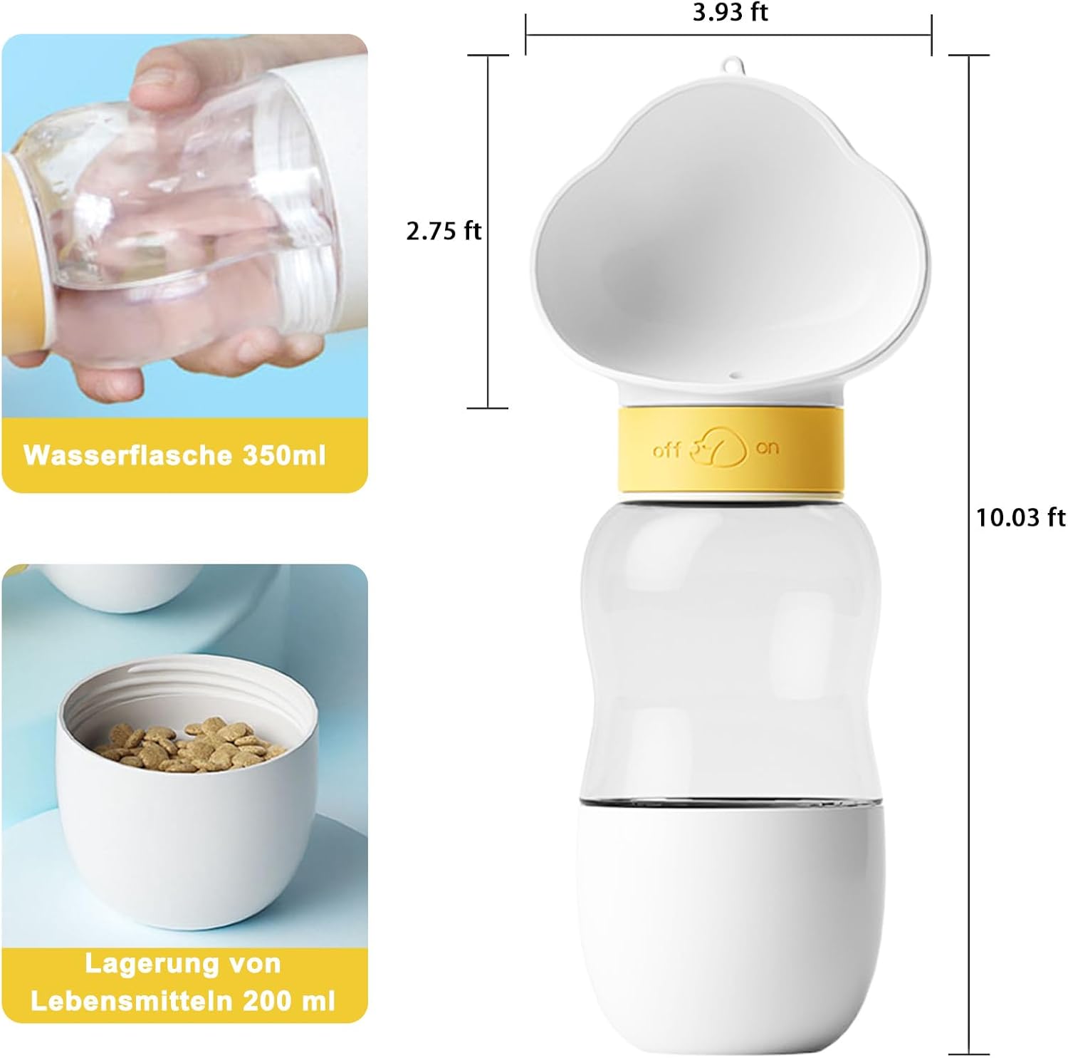 Portable Dog Water Bottle With Food Container Leak Proof Pet Water Dispenser Travel Puppy Bowl Dog Poop Bags For Outdoor Walking Hiking Camping All In One Pet Feeding Tool