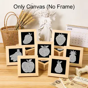 【New Arrival】12Pcs Crystal Fruit Diamond Painting Kit - 5.91 Inch Mini No Frame Canvas, DIY Handmade Rhinestone Art for Home & Office Decor, Ideal Gift