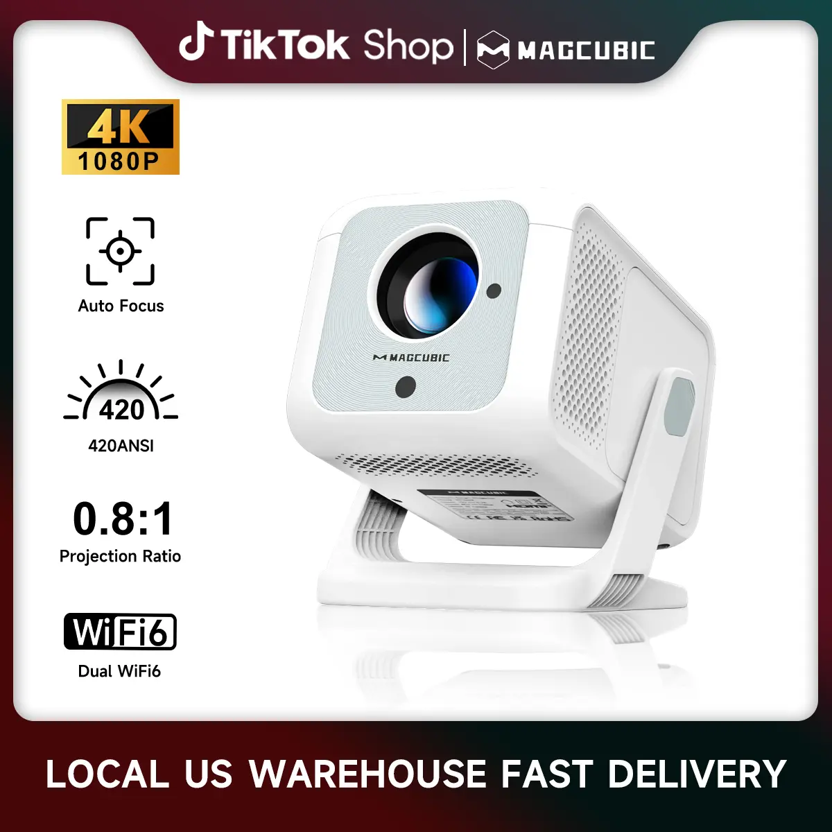 [US warehouse] Magcubic Auto Focus HY310X Projector 420ANSI With 4K Videosource Supported Full HD 1080P Auto Keystone Android 11 Built-in 5W Speaker BT5.2 for Outdoor Theater Stand Mini Portable Projector #SummerFinds #DealsForYouDays
