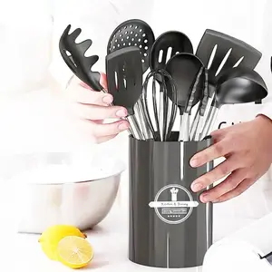 15-Piece Silicone Kitchen Utensil Set with Stainless Steel Handles - Heat-Resistant,Silicone Cooking Utensil Set ，Non-Stick Cookware Essentials with Storage Container - Dishwasher Safe Cooking Tools for Everyday Use