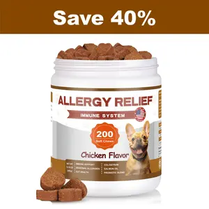 Allergy & Immune Soft Chews for Dogs, JUMBO SIZE–200ct, Itch Relief, Skin & Gut Health with Probiotics & Colostrum, Natural Chicken Flavor outdoorfun pet healthy