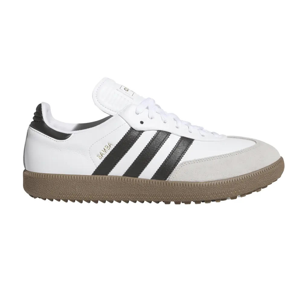 adidas Mens Samba Spikeless Golf Sneakers Shoes - White adidas Mens Samba Spikeless Golf Sneakers Shoes - White