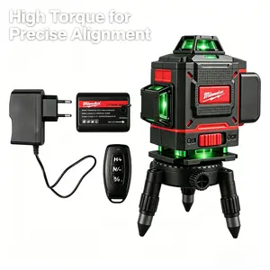 Milwaukee 16-Line Green Laser Level,  360° Self-Leveling Cross Line Laser, Horizontal And Vertical Projection, With Remote Control And Battery Pack, For Household Decoration And Professional Construction Layout