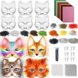 This 42-piece cat face costume set includes a mask, mesh, stripes, whiskers, felt, and teeth, perfect for carnival costumes and decorations, as well as festive outfits and party parties.