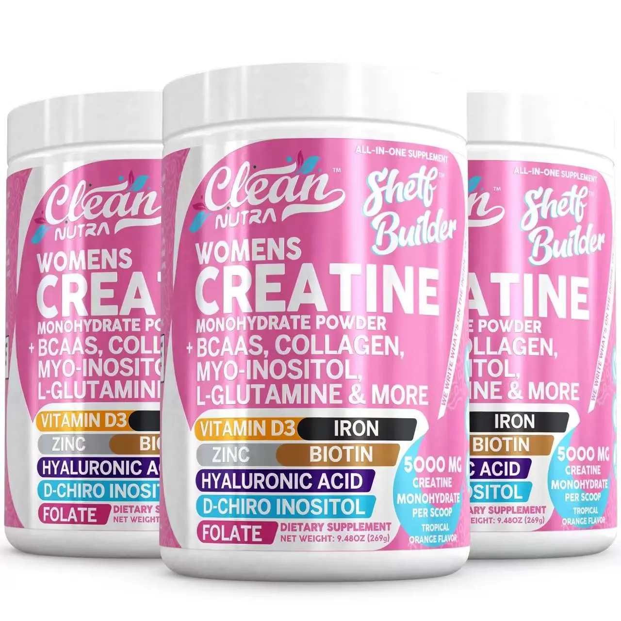 Creatine for Women | Creatine Monohydrate + BCAA Powder Myo-Inositol Collagen Biotin Hyaluronic Acid Folate L Glutamine Vitamin D3 Iron Zinc D-Chiro