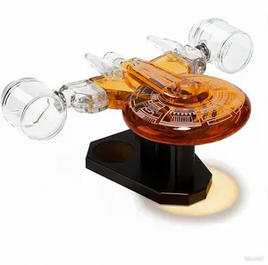 Birthday Gifts for Men Dad, Galaxy Spaceship Whiskey Decanter Sets for Men, Spacecraft Limited Edition, Funny Shot Glasses Set of 2, Unique Guys Brother Gift Idea, Liquor Decanter for Bar