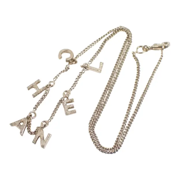 Pre-owned M179 CHANEL Logo Gold Tone Chain Necklace with Letter Charm ️ $1289
