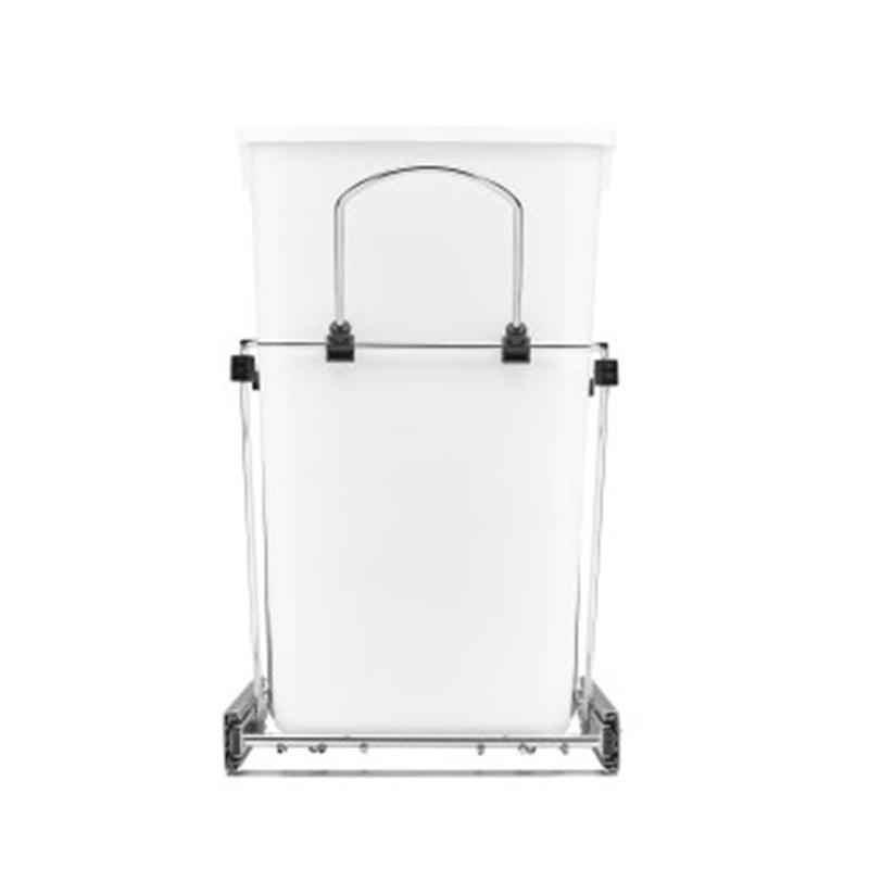 Rev-A-Shelf Double Pull Out Trash Can 27 Qt for Kitchen, White, RV-15KD-11C S
