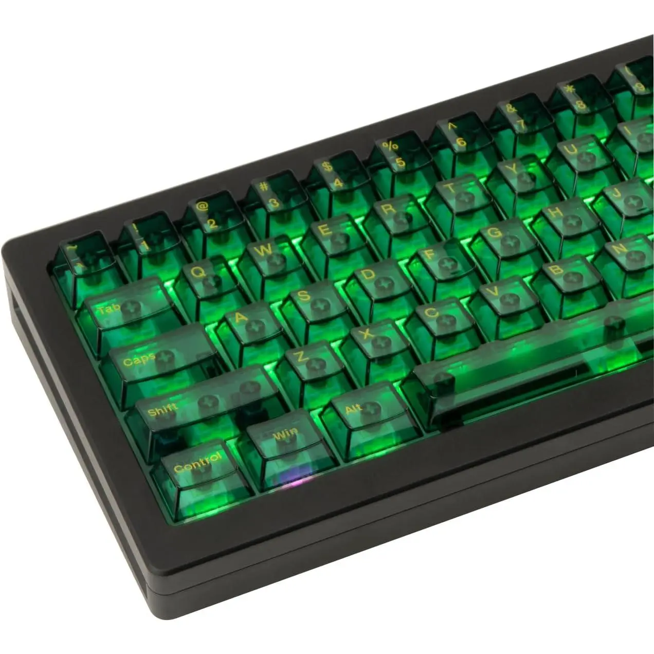 157-Key Polycarbonate Cherry Profile Keycaps - Transparent, Ergonomic, Fade-Resistant, Curved Layout Glowing Keycaps for 60%-100% Mechanical Keyboards with Cherry MX/Gateron Switches (Green)
