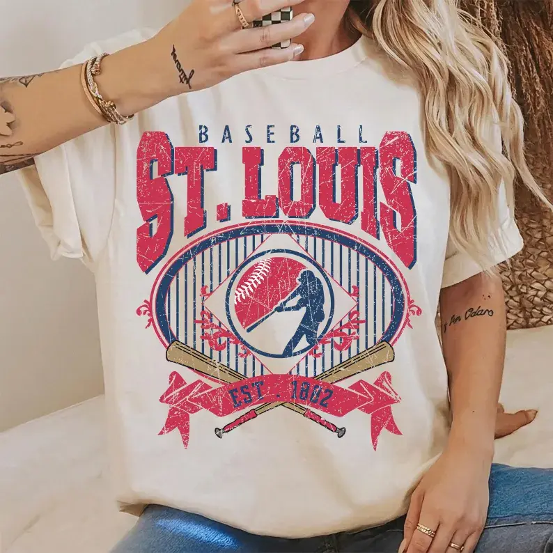 [Sale Up To 50%] Vintage 90s Style St. Louis Baseball Shirt, Game Day Tshirt, St Louis Team Baseball Tee, Sunday St.Louis Mascot T-Shirt, Cardinals Fan Apparel