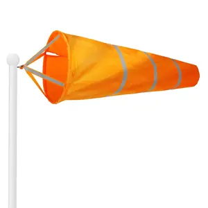 G128 Orange Windsock 30 Inch | Printed 210D Polyester | Heavy Duty Polyester Wind Direction Measurement with Reflective Belt, For Outdoor Airport, Farm and Park