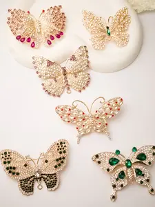 Elegant Butterfly Brooch Set, Rhinestone Decor, Perfect for Coats, Suits, Shirts, Business, Parties, Unique Luxury Accessory, Gift Idea