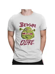 Shrek Cartoon Movie Beware of Ogres T-shirt Men's T-shirt Blusas Summer Men's and Women's Fashion Trend Loose Large High-quality Top Comfortable Breathable Round Neck Pullover Short Sleeved Y2K Street Essential Fit Gift