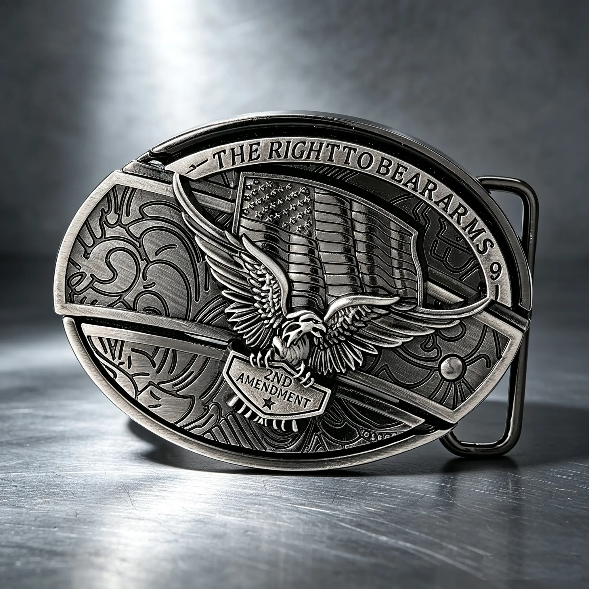 Men’s Retro Western Eagle Belt Buckle - Antique Silver Heavy-Duty Metal, American Flag Engraved, Vintage Waist Accessory, Male Clothing, Cowboy Aesthetic, American Graphic Design, Eagle Motif, Fits Standard Belts, Ideal for Jeans & Outdoor Looks