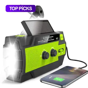 Emergency Crank Radio, 4000mAh Solar Hand Crank Radio, Portable AM/FM Weather Radio, Solar Powered Radio, Multifunctional Radio with Flashlight & Motion Sensor Reading Lamp, Cell Phone Charger, SOS for Home and Outdoor, Radio Player #GLOBAL PICKS
