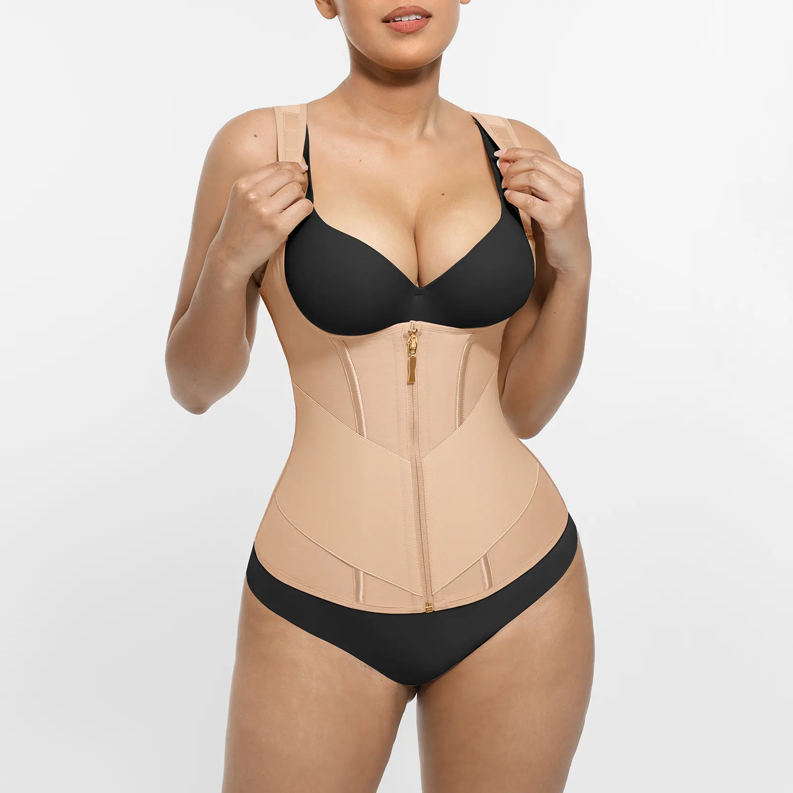 7 Steel Bones Mesh Chest Support Waist Cincher Tank Top with Adjustable Strap for Breathable Comfort and Defined Silhouette
