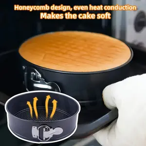3pcs Springform Cake Pan Set, Carbon Steel Non-Stick Baking Molds, 7/ 7.9/ 8.7 Inch - Removable Bottom for Cheesecake Mousse, Oven Dishwasher Safe Round Pans, Oven Accessories, Baking Tools