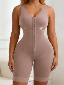 Women's Colombian Shapewear with Hooks, Fajas, Post Op Shapewear, Full Body Compression Shapewear, Bodysuit with Front Zipper, Hourglass Body Shaper, Cinched Waist, Tummy Control Jumpsuit, Body Sculpting Garment