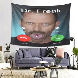 Dr. Freak" House M.D. Tapestry - Vibrant Polyester Wall Hanging with Playful Design, Ideal for Bedroom, Dorm, Home & Office Decor, Party Backdrop, Outdoor Decoration, Bedroom Wall Decor |       Playful Wall Art |       Polyester Tapestry, Wall Decor