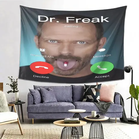 Dr. Freak House M.D. Vibrant Polyester Tapestry - Durable Decorative Backdrop Tapestry, Whimsical Home Decor, Cool Room Decor for Bedroom, Dorm, Party Background, Polyester Wall Hanging