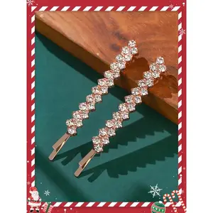 Pure Color Rhinestone Hair Clip, Daily Women's Hair Accessory, Elegant Side Barrette, Christmas Gift Decoration(Sheet)