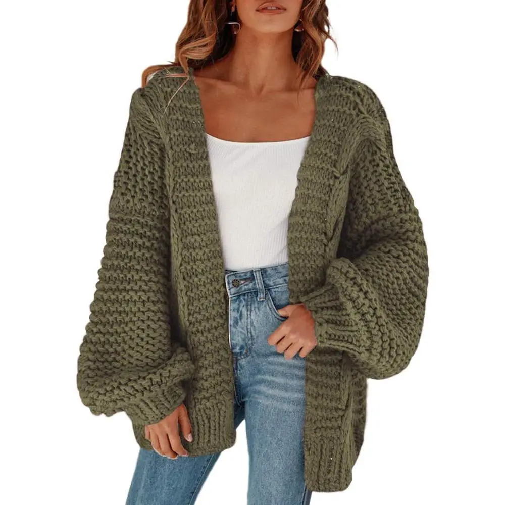 FMEYOA Womens Chunky Cardigan Cable Knit Oversized Open Front Cardigan Sweaters KA4846