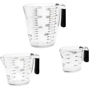 Measuring Cup Set - Clear Plastic Measuring Cups for Liquids Batter Flour  - Measuring Cups with Handle & Spout (8/16/32) oz