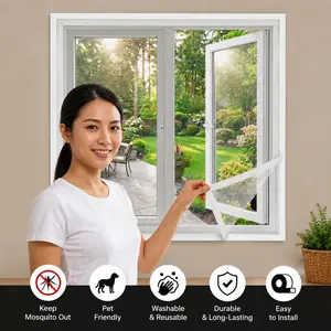 Self Adhesive Window Screen Kit with Hook and Loop Tape, No Drill Mosquito Insect Screen Mesh, Breathable Fine Mesh Window Netting for Home Windows, Multiple Sizes Available, Window Mount Kit, Easy Window Kit