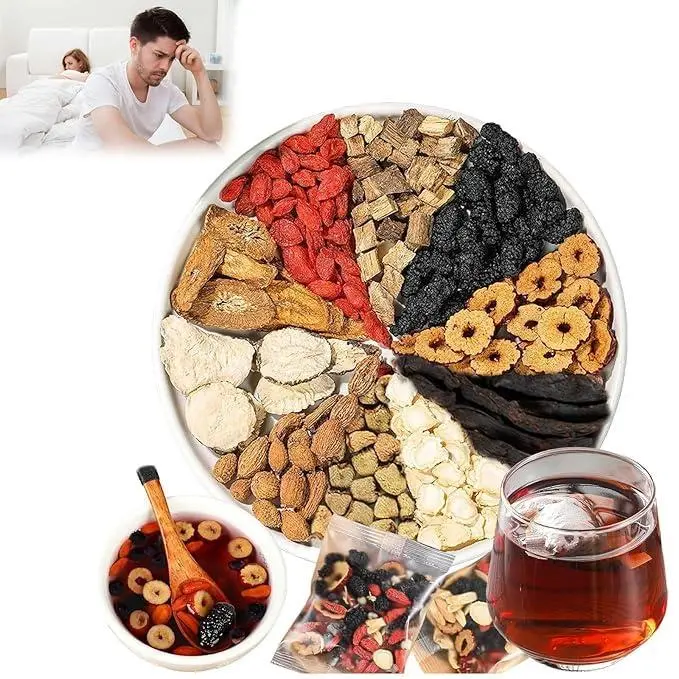 Natural Energy Support Tea - Herbal Blend with Ginseng, Goji Berry, Red Dates & Mulberry to Boost Vitality & Daily Wellness, 30 Tea Bags (20 Bags) natural plant formula long-lasting red date kidney formula ginseng china  tea