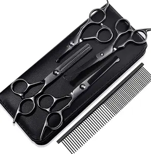 Dog Grooming Scissors Kit with Safety Round Tips, Professional 6 in 1 Grooming Scissors for Dogs, Sharp and Durable Dog Grooming Shears for Dogs Cats