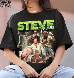[ Sale Up To 35%]Steve Irwin Vintage Graphic 90s Tshirt, Crocodile Hunter Homage Graphic T-shirt