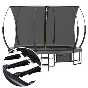 14FT Springless Trampoline for Kids and Adults ASTM APPROVED- Recreational Trampolines with AntiRust Coating - Bungee Cords Outdoor Trampoline for Kids - No-Gap Design Zipper System-Black ai  bunny  trampoline spring cover padding