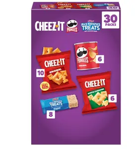 Kellogg's Cheez-It, Pringles & Rice Krispies Treats Snacks Mega Variety Pack, 30.1oz Box (30 Count)