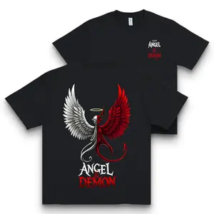 Angel Demon Split Wings Dark Art Graphic Tee Gothic Aesthetic Streetwear Shirt