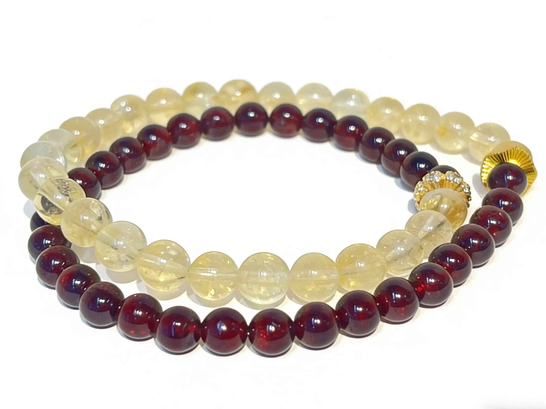 6mmGarnet and citrine double circle bracelet