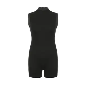 Women's Sleeveless Sports Jumpsuit with Invisible Zipper - 2026 High Street Casual Overalls, Basic All-Match Female Summer Clothes