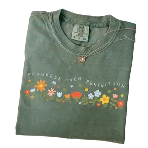 Comfort Colors Progress Over Perfection Shirt, Teacher Shirt, Back To School Shirt, Gift For Teacher, Teacher Appreciation, Inspirational Teacher, Full Sizes