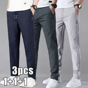 Clean Gent Men’s Casual Slim Fit Pants, 2-Pack — Simple, stylish solid-color joggers made from skin-friendly, soft, comfortable material, featuring a drawstring elastic waistband; versatile men’s bottoms suitable for everyday wear and light outdoor activi