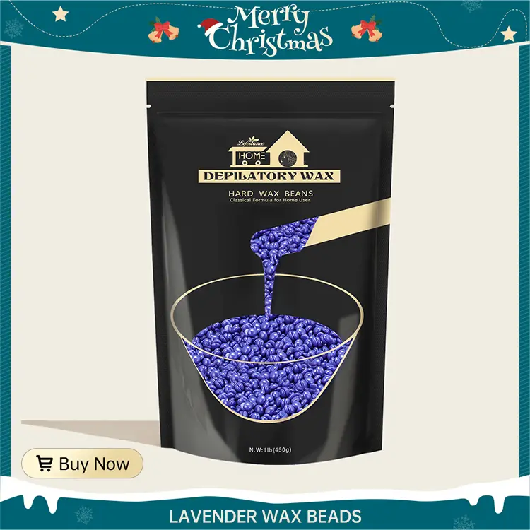 Lifestance Hard Wax Beans Hair Removal Kit, 1lb Large Refill Stripless Waxing Beans for Women Men Waxing Depilatory Violet Pearl Wax Beads