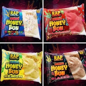 Big Back Honey Buns Rap Snacks Birthday Cake Strawberry Iced Honey Bun 1/8Pack