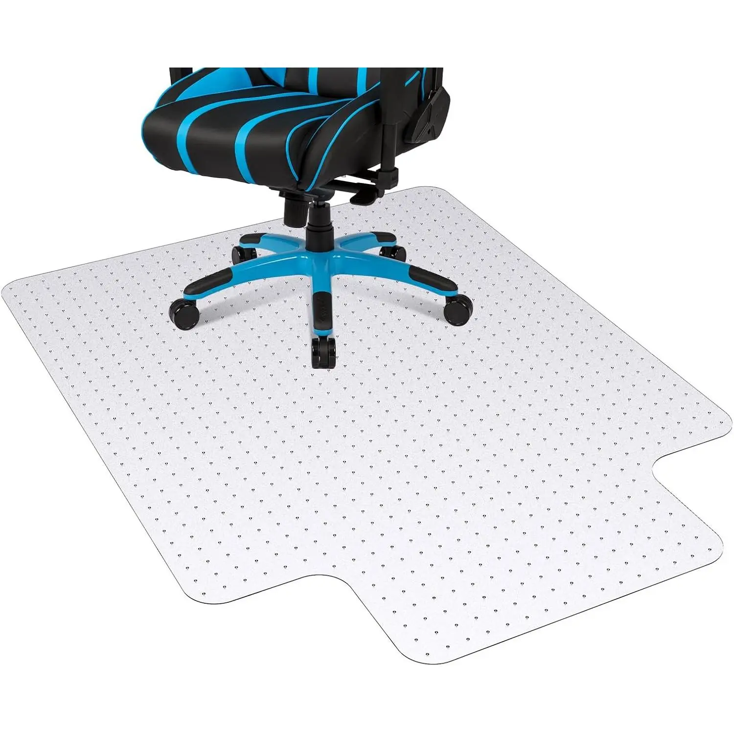 GARVEE Office Chair Mat for Hard Floor, 45'' x 53'' Computer Desk Chair Mat for Floors, Easy Rolling for Office on Carpets Anti-Slip Carpet Protector for Rolling Work and Gaming Chairs,Blue