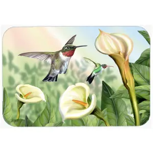 212 MAIN Large-Size Tempered Glass Kitchen Cutting Board - Heatproof Kitchenware Essential, Carolines Treasures Collection, Artistic Lily and Bird Print, Durable