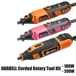 HARDELL Corded Rotary Tool Kit 180W & 200W with Multiple Accessories for DIY Crafts, Engraving, Cutting, Sanding, Polishing