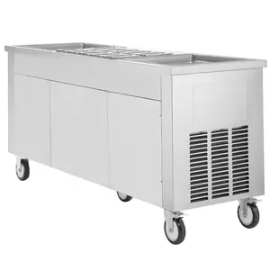 VEVOR Fried Ice Cream Roll Machine, 13.8x 13.8 Square Stir-Fried Ice Cream Pan, Stainless Steel Commercial Rolled Ice Cream Maker with Compressor and 2 Scrapers, for Making Ice Cream, Frozen Yogurt