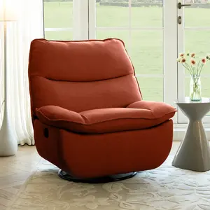 【Valentine Day Sale】FLEXISPOT Swivel Rocker Recliner Chair, Oversized Armless Lounge Sofa for Cross-Legged Sitting, Faux Leather Nursery Glider with Hidden Storage, 270° Swivel & Heavy Duty Support for Living Room Office, Pet Friendly & Easy Clean